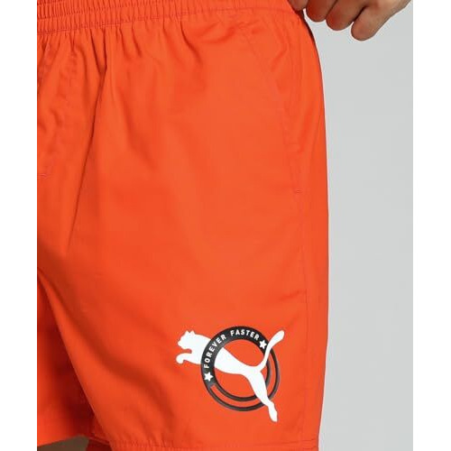 Puma Men's Cotton Classic Printed Boxer Shorts (Pack Of 1) (685253_Deep Apricot-Live Wire