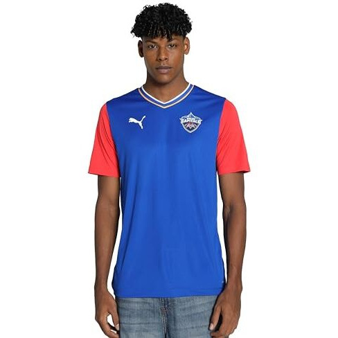 Puma Men's Printed Regular Fit T-Shirt (781629_For All Time Red-Strong Blue