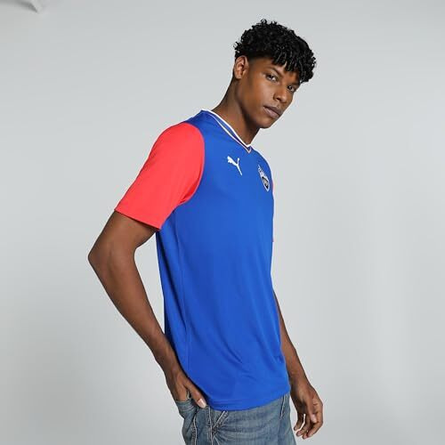 Puma Men's Printed Regular Fit T-Shirt (781629_For All Time Red-Strong Blue