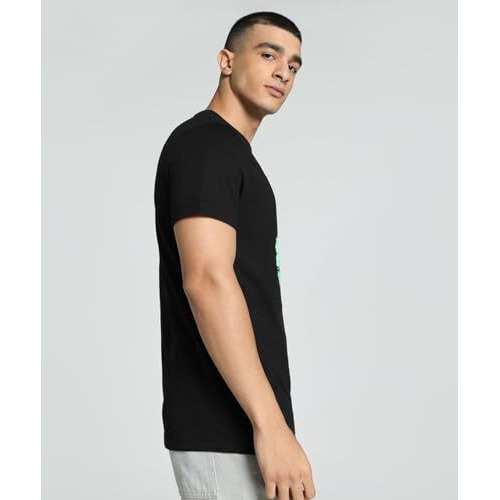 Puma Men's Printed Slim Fit T-Shirt (683640_Black