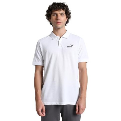 Puma Men's Cotton Solid Regular Fit Polo T-Shirt (684353_White L)
