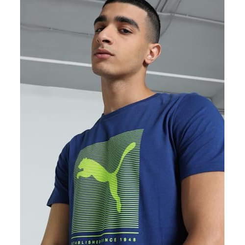 Puma Cotton Men's Classic Fit T-Shirt (687092_Elektro Blue, Large