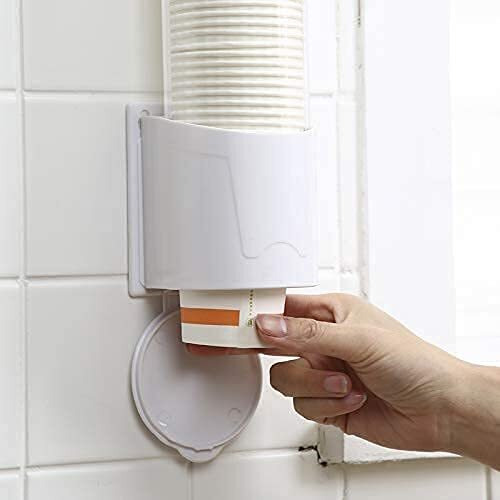 Divinezon Paper Cup Dispenser Holder | Wall Mounted Plastic Drinking Water Cup Dispenser | 40 X 8.5 Cm | White