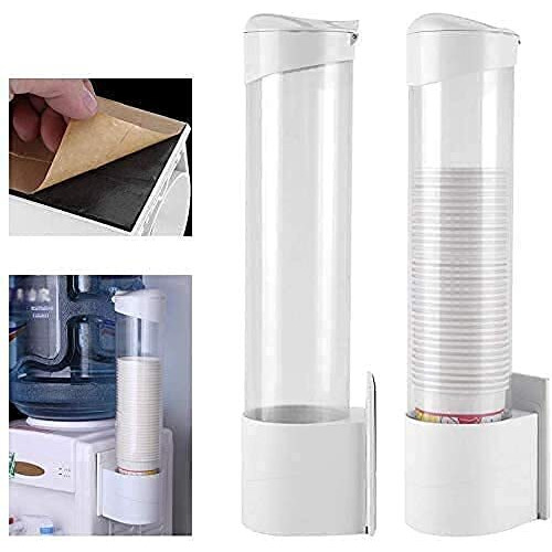 Divinezon Paper Cup Dispenser Holder | Wall Mounted Plastic Drinking Water Cup Dispenser | 40 X 8.5 Cm | White