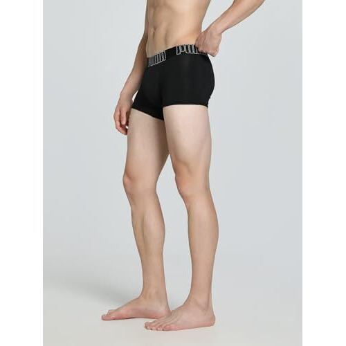 Puma Men's Cotton Classic Soild Trunks (Pack Of 1) (688659_Black-White