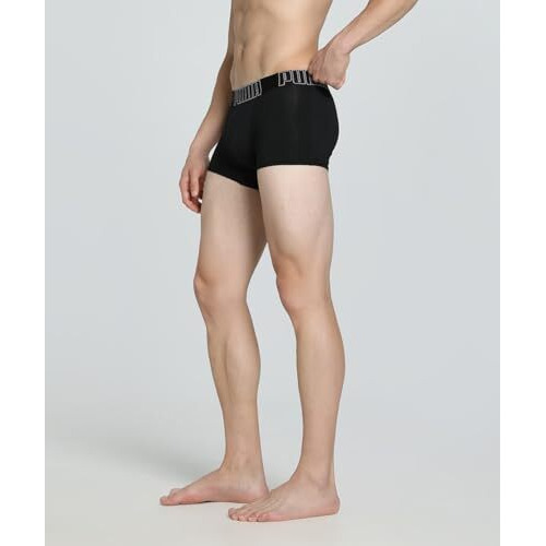 Puma Men's Cotton Classic Soild Trunks (Pack Of 1) (688659_Black-White