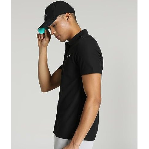 Puma Men's Cotton Solid Regular Fit T-Shirt (621154_Black M)