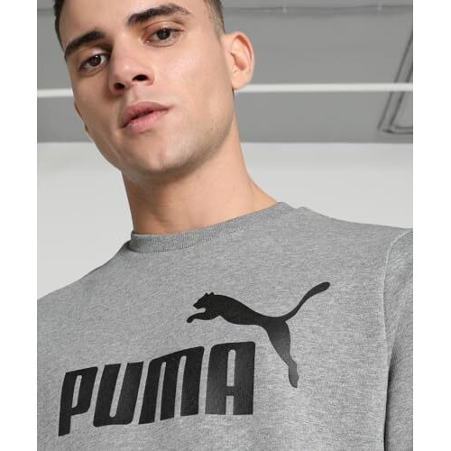 Puma Men's Cotton Crew Neck Regular Fit Sweatshirt (680590_Medium Gray Heather_Medium)