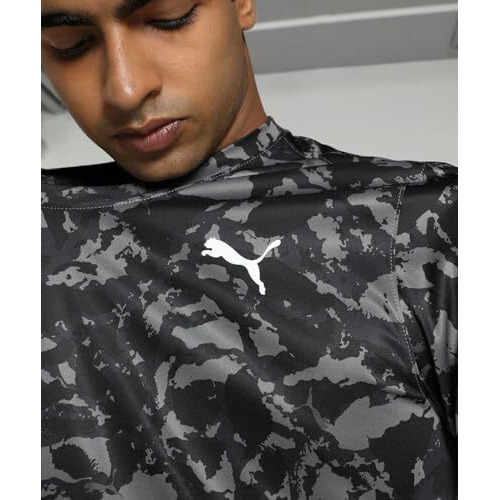 Puma Men's Printed Regular Fit T-Shirt (525169_Black-Q1 Print