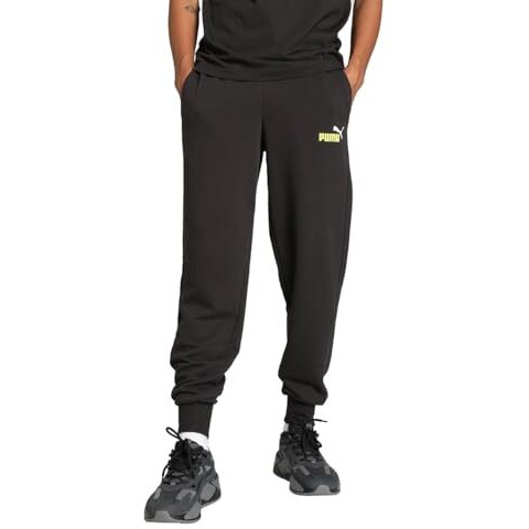 Puma Men's Regular Track Pants (586768_Black-Lime Sheen_Xl)