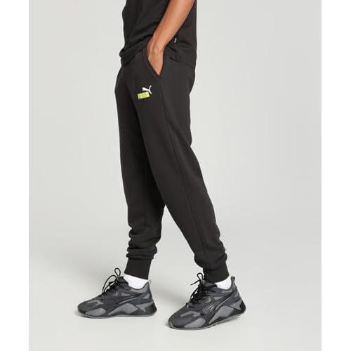 Puma Men's Regular Track Pants (586768_Black-Lime Sheen_Xl)