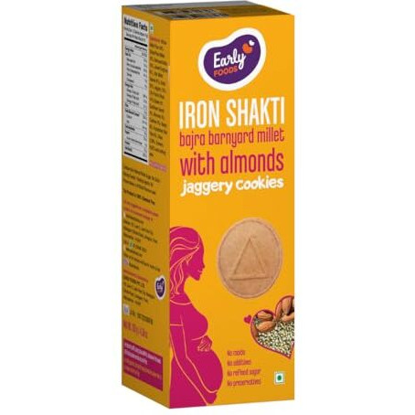 Early Foods - Bajra & Barnyard Millet Cookies With Almonds, Pregnancy & Breast-Feeding Snack, 130 Gram