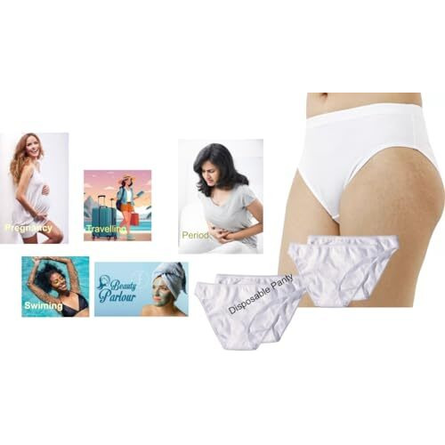 Jeoga Unisex Non Woven Spunlace Disposable Panty Pack Of 10 White Color Free Size For Women Men Boys Girls Travelling Spa Body Massage Maternity Periods