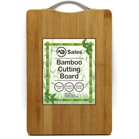 Ab Sales Cutting Board For Kitchen With An Aluminium Handle - Heavy Duty Stain Resistant Non Slip Chopping Board - Durable Smooth, 32X22X1.8 Cm