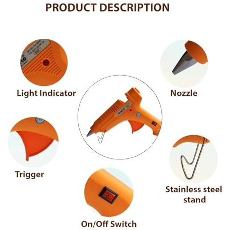 Themisto 80W Hot Melt Glue Gun With 5 Transparent Hot Glue Stick