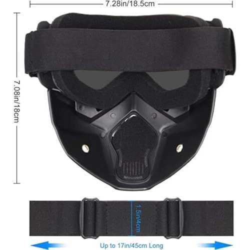 Cofiex Goggle Mask For Cycling & Off-Road Riding - Anti-Scratch, Uv Protective, Windproof Shield With Detachable Mouth Filter, Adjustable Strap, Soft Foam Padding - Unisex