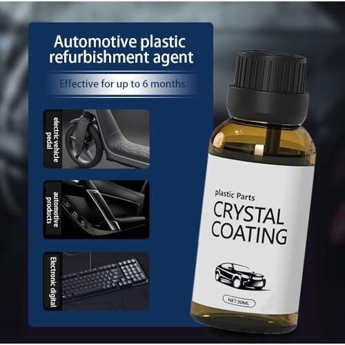 Kroywen Crystal Coating For Car And Bike Plastic Parts | 30Ml Pvc Restorer And Revitalizing Coating Agent | Maintenance Dashboard Plastic Cleaner Polish Shining | Pack Of 2
