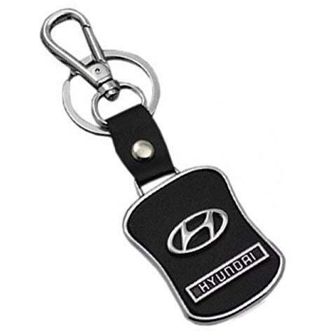 Techpro Leather Chrome Key Chain Key Ring Compatible Scooter & Bikes (Hyundai), Burgundy