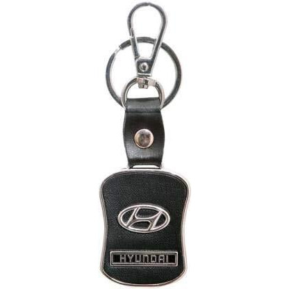 Techpro Leather Chrome Key Chain Key Ring Compatible Scooter & Bikes (Hyundai), Burgundy