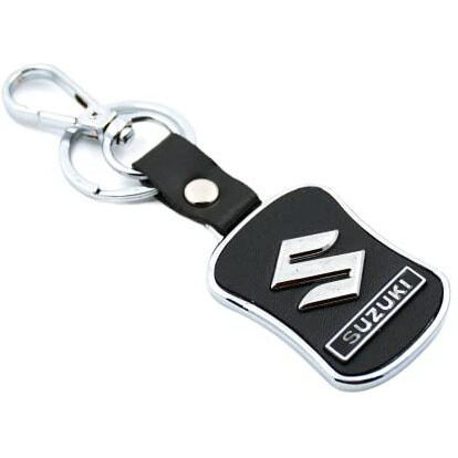 Techpro Imported Leather Key Chain/Key Ring With Chrome Car Logo, Azure
