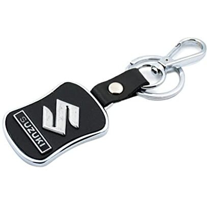 Techpro Imported Leather Key Chain/Key Ring With Chrome Car Logo, Azure