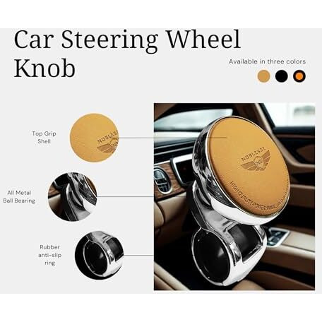 Gh Generic Hub | Universal Steering Wheel Spinner Knob | Auxiliary Control Booster Aid | Car Steering Wheel Strengthener | Auto Handle Enhancer (Beige)
