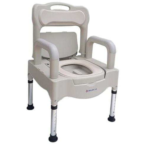 Dialdrcare Bedside Commode Toilet Potty Chair Height Adjustable Adult Shower Chair For Seniors, Portable Toilets For Home Use, Suitable For People With Disabilities The Elderly(Off White)