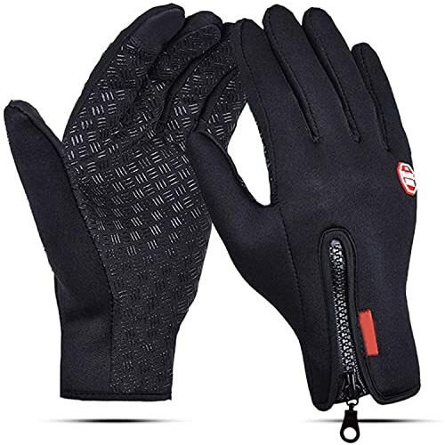 Olahraga Silicone Padded Lightweight Touchscreen Full Finger Gloves With Adjustable Zipper For Working, Cycling, Running, Driving (Black)
