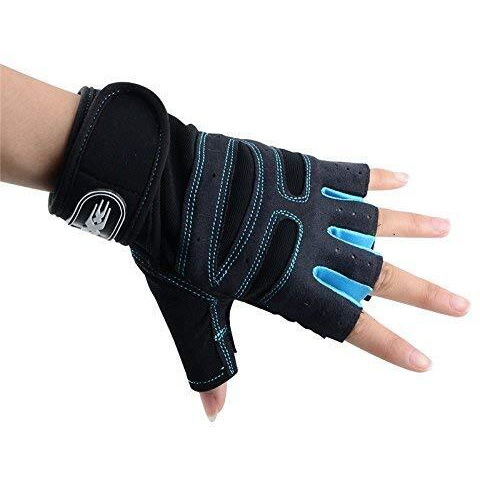 Lafillette Shockproof Anti-Slip Outdoor Professional Road Bike Bicycle Half Finger Cycling Gloves For Men Sport Gloves (Blue, Microfiber)