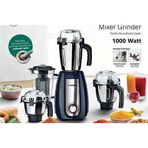 Bosch Truemixx Pro Mixer Grinder Mgm8842Din 1000 W 4 Jars, Dark Blue