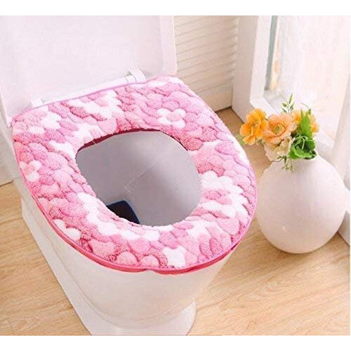 Zurato Toilet Seat Cover Pads, Soft Thicker Warmer Washable Toilet Seat Cushion Mat Winter, Toilet Seat Lid Cover Pads (Multi Design & Colour, Medium Size 43 X 36Cm)