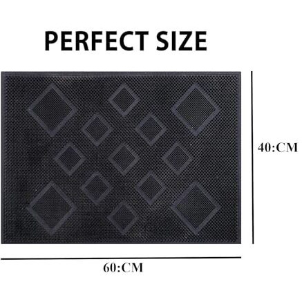 Ivaza Rubber Door Mat Outdoor Mat,Rubber Stud Mat, Antimicrobial Room Mat Floor Mat -40X60 Cm Black