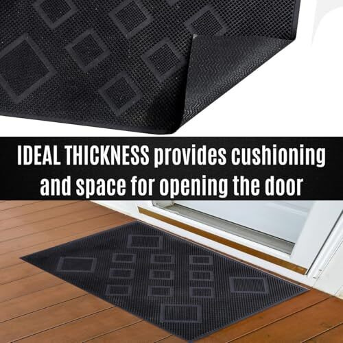Ivaza Rubber Door Mat Outdoor Mat,Rubber Stud Mat, Antimicrobial Room Mat Floor Mat -40X60 Cm Black