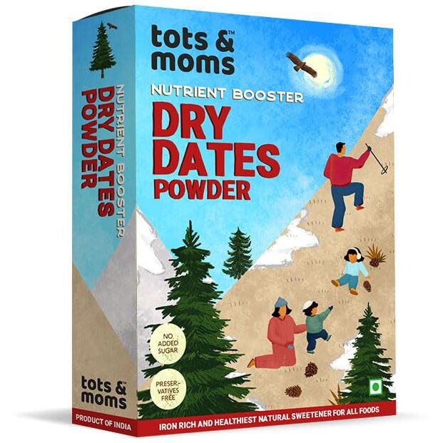 Tots And Moms Foods Organic Dry Dates Powder | Natural Sweetener For Kids Porridge, Puree, Ice Cream, Pancake, Dessert, Cereal, Juice, Smoothie - 200G