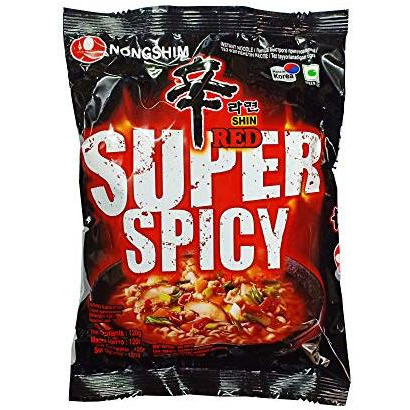 Nongshim Shin Red Super Spicy Instant Noodles, 4.23 Oz  120 G, 2 Pack