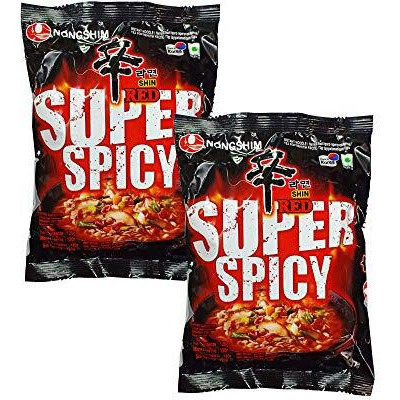 Nongshim Shin Red Super Spicy Instant Noodles, 4.23 Oz  120 G, 2 Pack