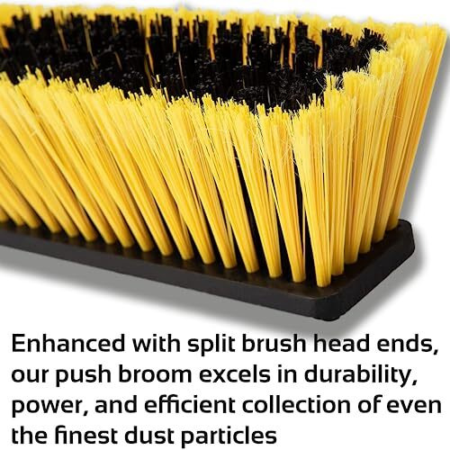 Minutetocleanit 18-Inch Heavy Duty Cleaning Brush, Yard Broom With Extendable Handle For Garden, Walkway, Balcony, Industrial Spaces And Outdoor Area, 65.3-Inch-Long Pole, Wet & Dry Use, Yellow