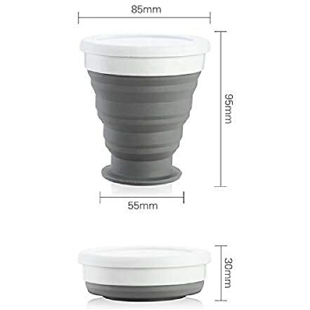 Baskety Silicone Collapsible Travel Cup - Silicone Folding Camping Cup With Lids - Expandable Drinking Cup Set - Bpa Free, Portable, Graduated (Black)