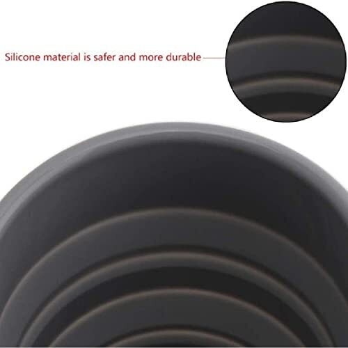 Baskety Silicone Collapsible Travel Cup - Silicone Folding Camping Cup With Lids - Expandable Drinking Cup Set - Bpa Free, Portable, Graduated (Black)