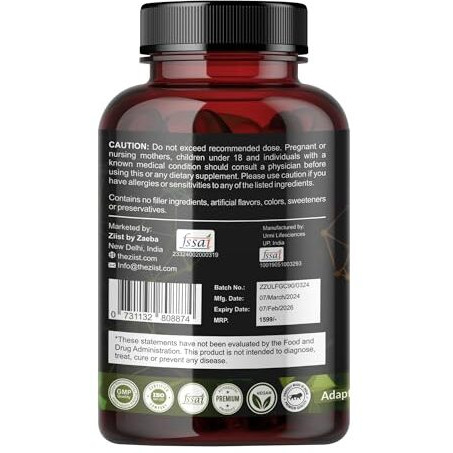 Ziist Focus Ginseng Blend Panax Ginseng | Ginkgo Bilobal | American Ginseng | Siberian Ginseng | Rhodiola Dietary Supplement | 90 Capsules