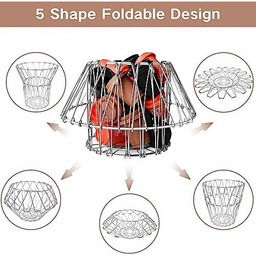 Plantex Multipurpose Stainless Steel Foldable Fruit And Vegetable Basket For Kitchen/Dining Table/Home(8 Shapes), 1 L,Oval