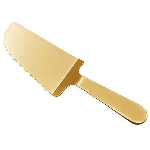 Crazo Fashion Cake Cutting Knife Stainless Steel, Pizza Shovel Spatula Pastry Pie Server Slicer With Serrated Cutting Edge, Cutter For Birthday, Wedding Party (Pack Of 1) (Golden)