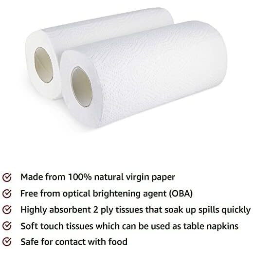 Etsap (Pack Of 4)2 Ply Kitchen Tissue Rolls | 400 Sheets| 100 Kitchen Towels X 4 Rolls | Soft And Highly Absorbent | Natural Semi Virgin(Pack Of 4)
