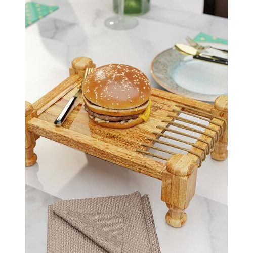 World Mart Serving Tray Charpai Design Natural Finish 11X7 Inches For Serving Tea And Snacks Breakfast Tray