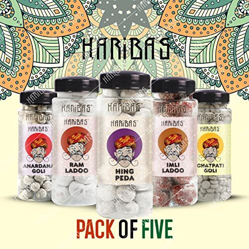 Haribas Combo Anardana Goli, Ram Ladoo, Hing Peda, Imli Ladoo And Chatpati Goli 180Gm - Each Pack Of 5