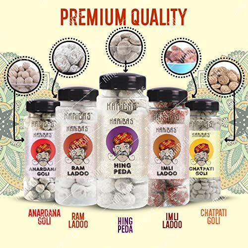 Haribas Combo Anardana Goli, Ram Ladoo, Hing Peda, Imli Ladoo And Chatpati Goli 180Gm - Each Pack Of 5