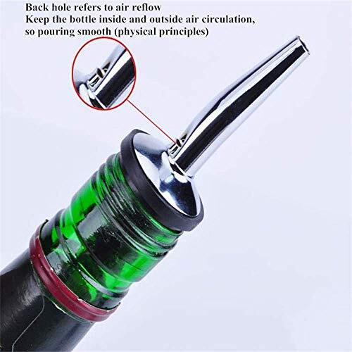 Nj Stainless Steel Bottle Pourers For Spirits, Sauce Pourer, Syrup And Olive Oil, Pouring Spouts For Liquor With Dust Covers And Cleaning Brush (3)