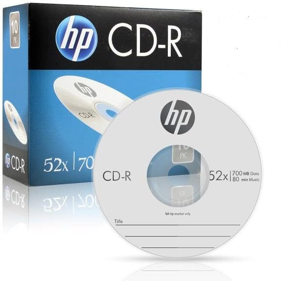Hp Cd-R 700Mb Premium Recordable Compact Disc Slimcase 52X Speed (Pack Of 10)