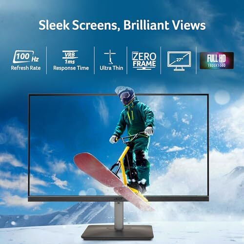 Acer Rs272 27 Inch Full Hd Ips Ultra-Thin (6.9Mm) Backlit Led Monitor I Color Patterned Back Mood Light I Dual Glass Design, Sleek Metal Frame I 1 Ms, 100Hz I 1Xhdmi 1Xvga I Speakers I Eye Care