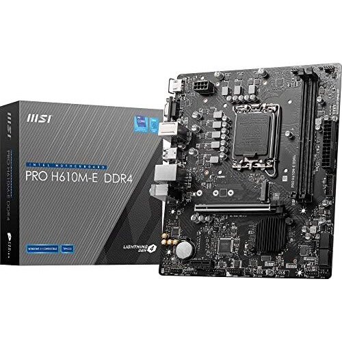 Msi Pro H610M-E Ddr4 Motherboard, Micro-Atx - Supports 14Th/13Th/12Th Gen Intel Core Processors, Lga 1700-2 X Dimms (3200Mhz), 1X Pcie 4.0 X16 Slot, 1 X M.2 Gen3, Usb 3.2 Gen1, 1G Lan, Hdmi 1.4 & Vga